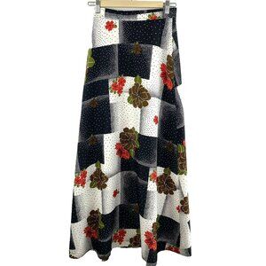 Vintage 70's Maxi Skirt Womens Size Small A-Line Floral Poppy Print Boho Hippie